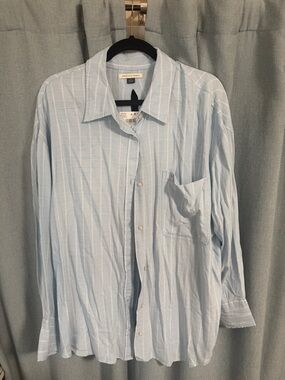 American Eagle Outfitters Blue Pinstripe Button-Up Shirt Tie Back - size XL